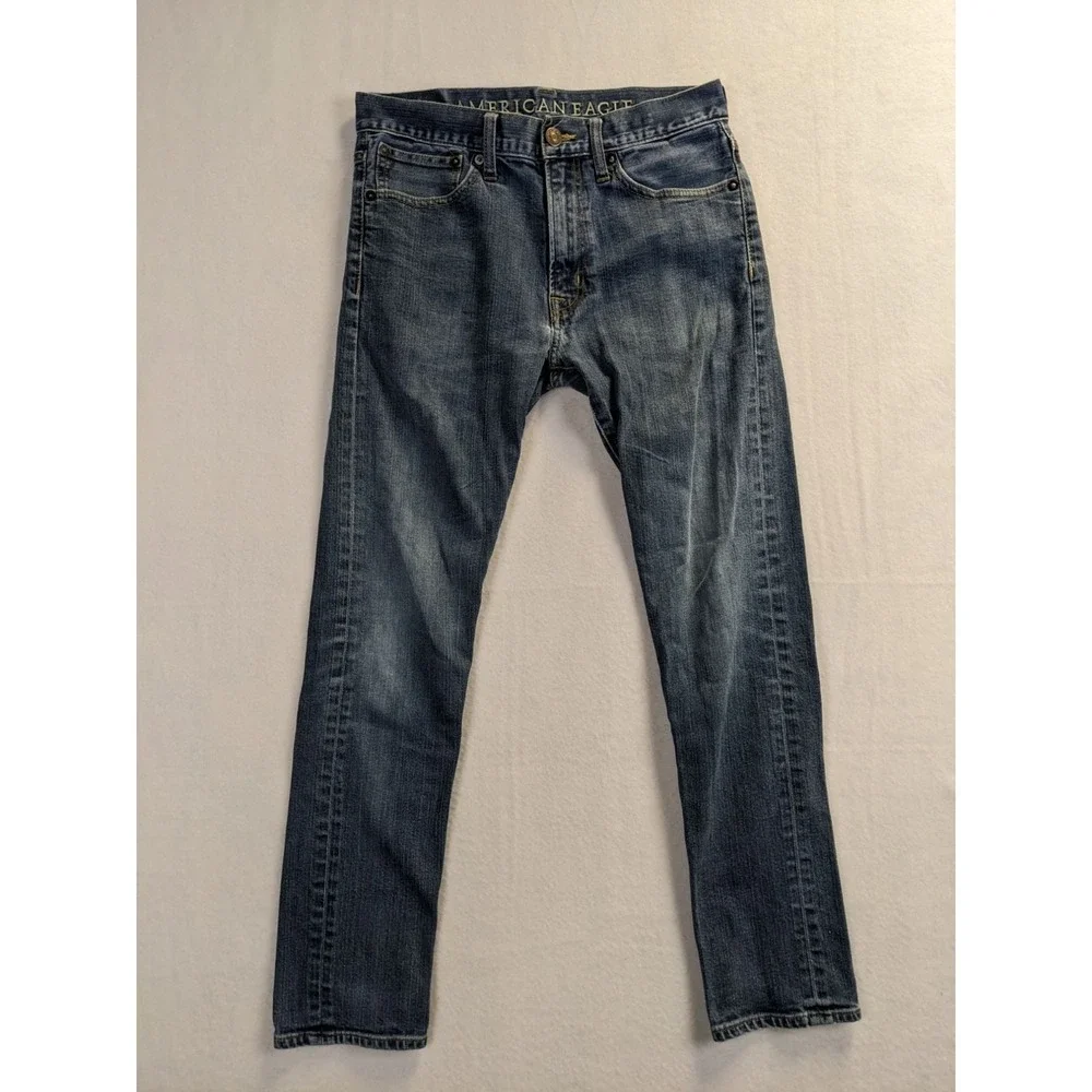 American Eagle Slim Taper Jeans 29‎ x 32 Medium Wash Denim Stretch Mens